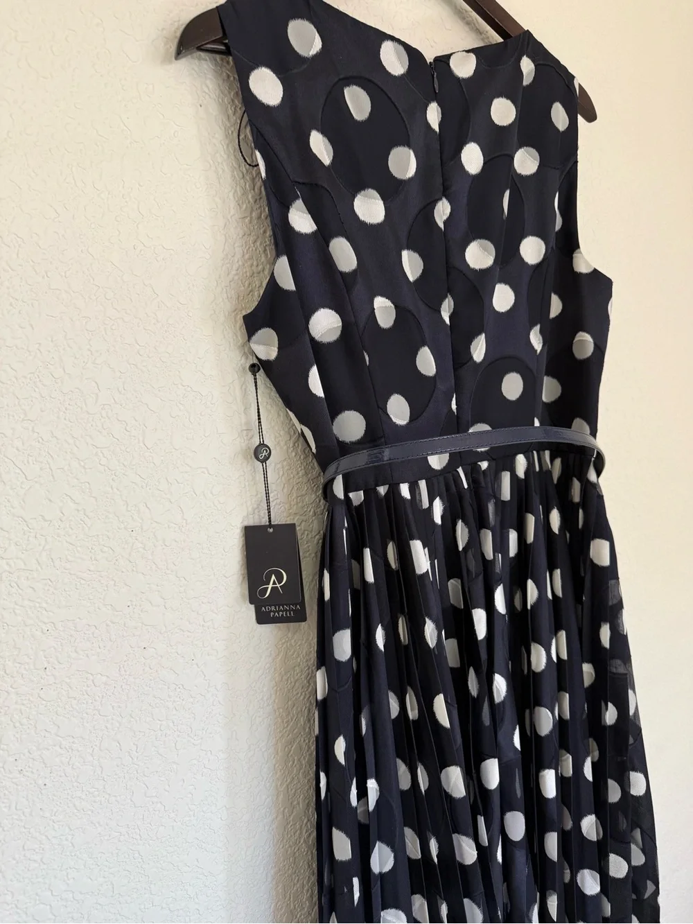 Adrianna Papell Polka Dot Burnout Dress | Pleated Fit & Flare | NWT | Size 12 - Picture 11 of 11